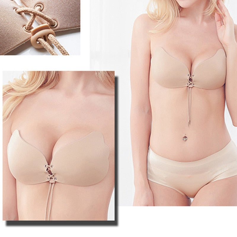 Women Strapless Bra Breast Lift Push Up Bra Self Adhesive Silicone Bra  Womens Bras Plus Size (Beige, A) : : Clothing, Shoes & Accessories